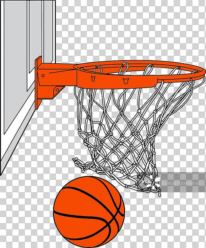 篮球进球的线条画图片素材