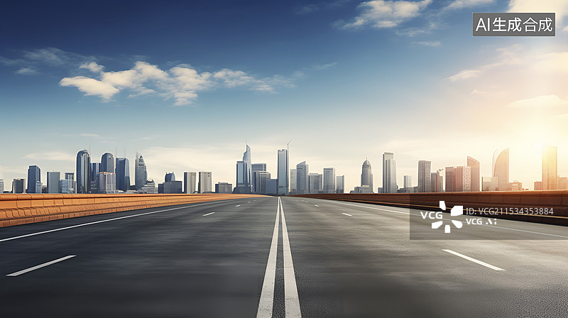 【AI数字艺术】宽阔的城市道路图片素材