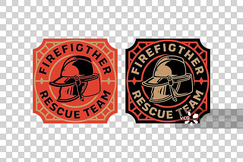 消防员安全头盔复古徽章标志设计图片素材
