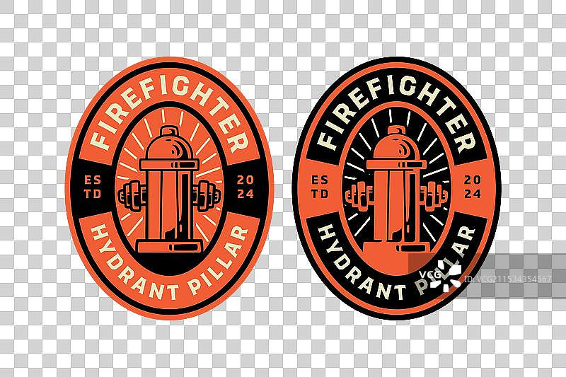 消防栓柱复古徽章logo设计图片素材