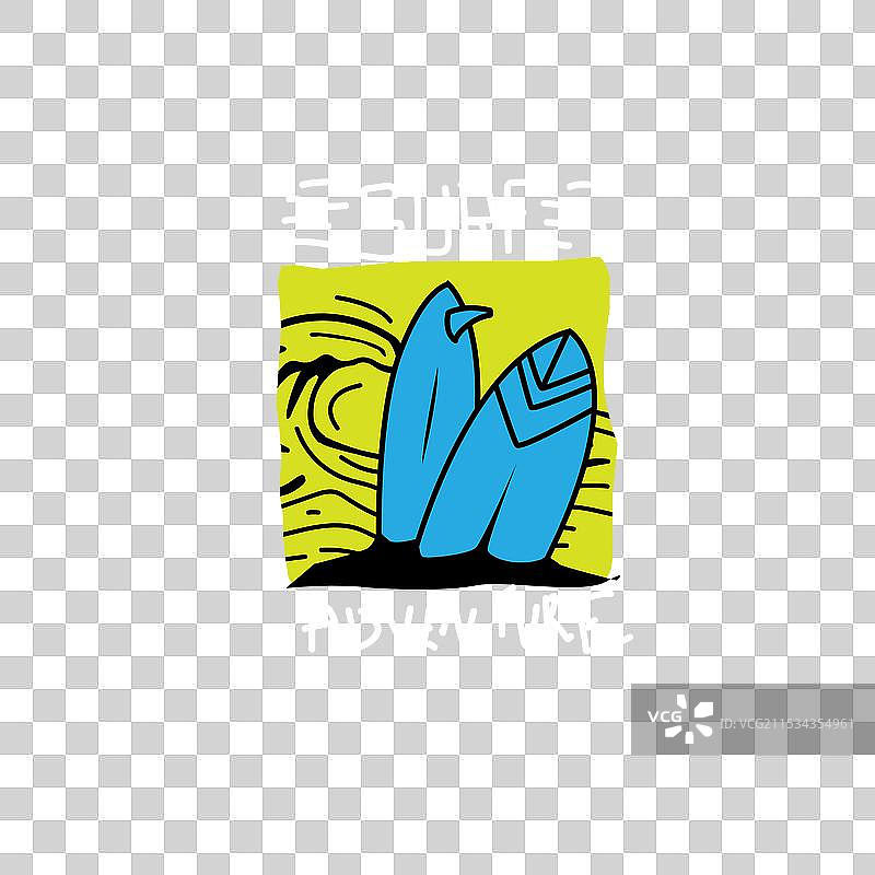 冲浪冒险海洋波浪冲浪板图案T恤图片素材