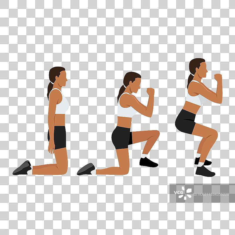 年轻女性进行膝盖深蹲训练图片素材