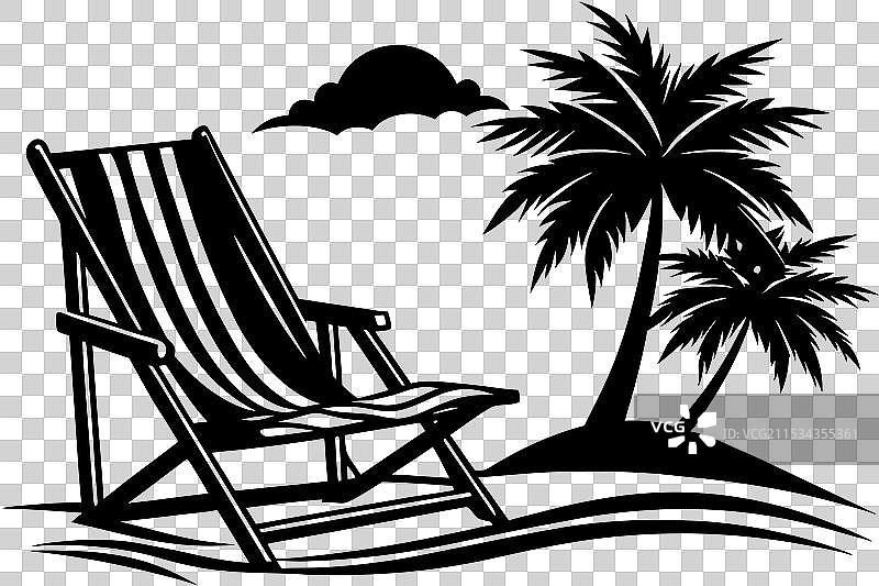 夏季海滩椅剪影图片素材