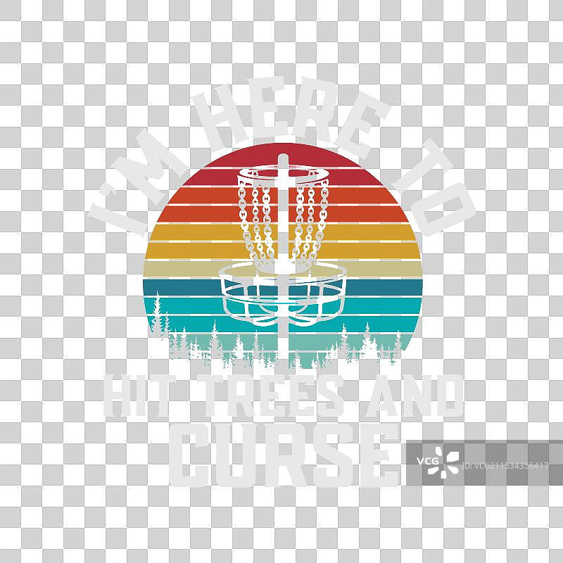 搞笑的打树和咒骂复古飞盘高尔夫图片素材