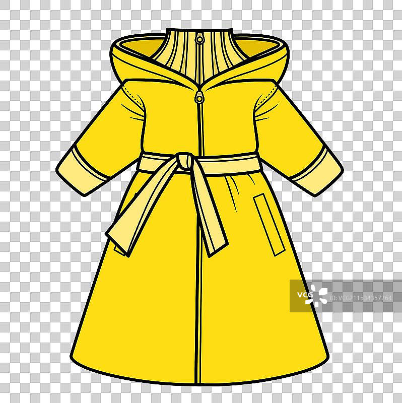 带有帽子的黄中季外套，系着一条带子图片素材