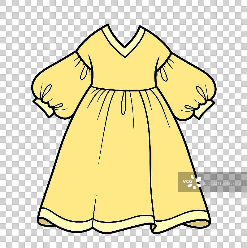 长袖的浅黄色蓬松长裙图片素材