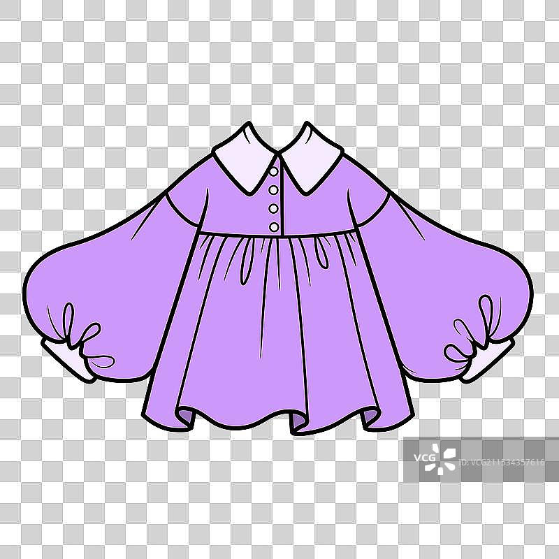 紫色泡袖宽松衬衫图片素材