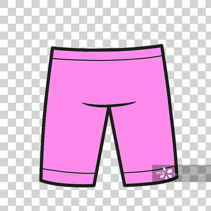 运动粉色自行车短裤线条画图片素材