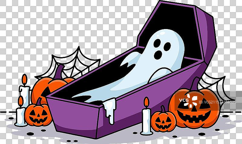 万圣节棺材卡通图标扁平设计图片素材