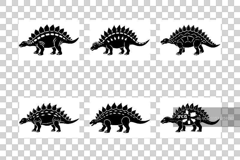 一组腕龙的剪影图片素材