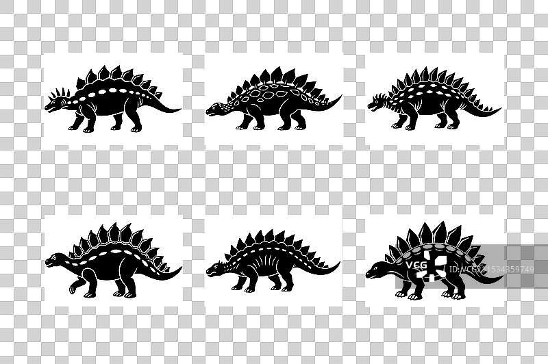 一组腕龙的剪影图片素材