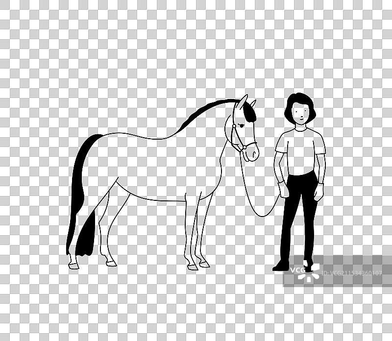 快乐的女孩和小马图片素材