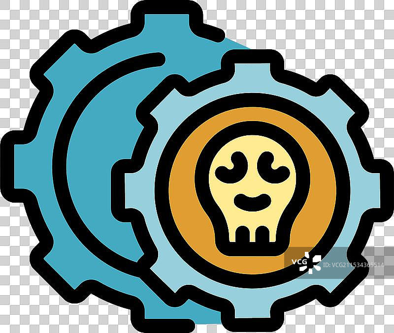 骷髅灯泡与齿轮结合，象征着危险图片素材