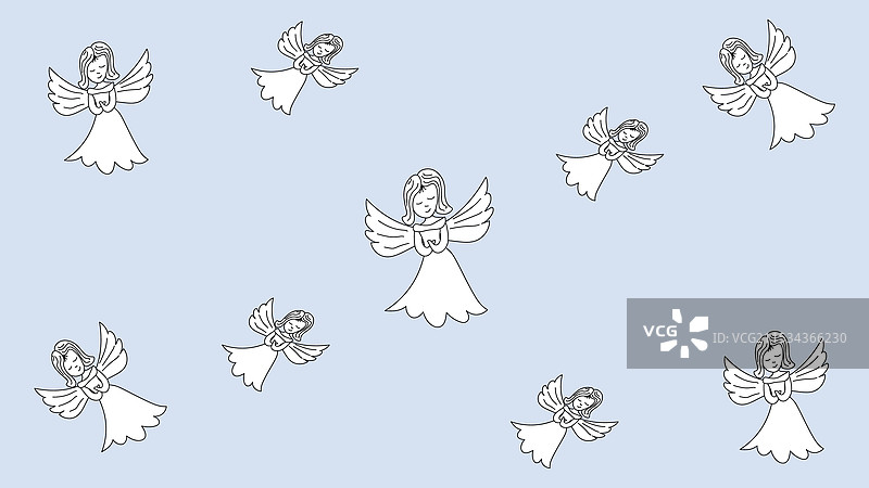 许多小天使带着翅膀的圣诞装饰图片素材