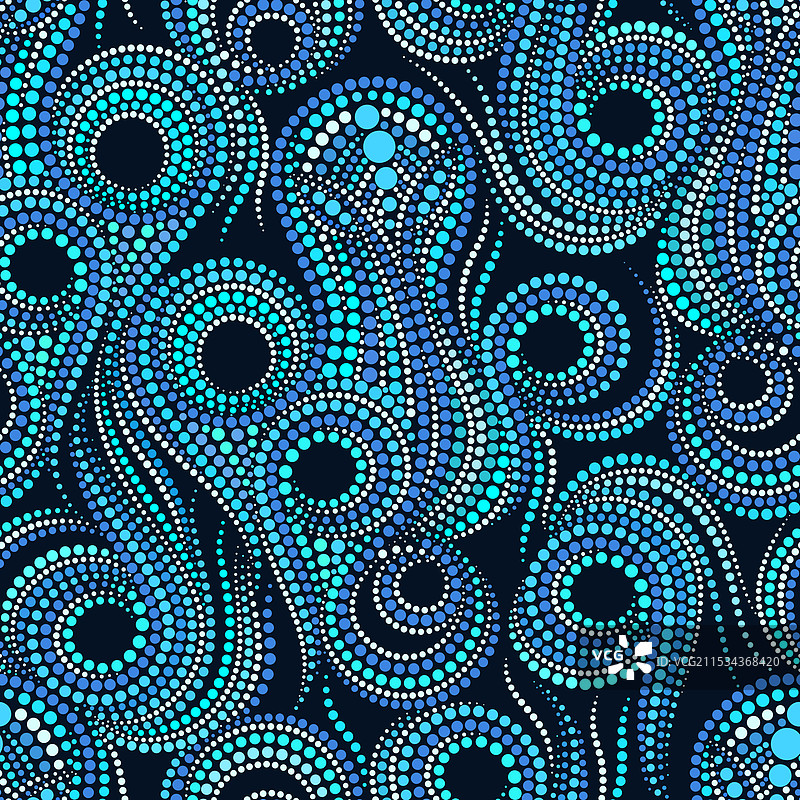 蓝色珠子制成的章鱼 - 无缝图案图片素材