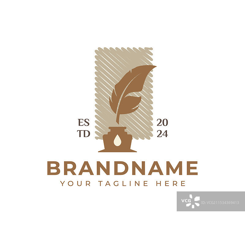 象征创造力的墨水羽毛涂鸦标志图片素材