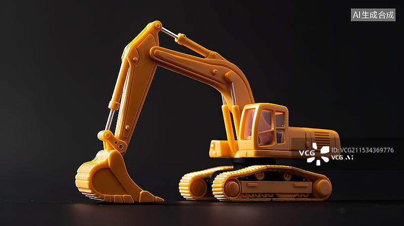 【AI数字艺术】黑色背景下的挖掘机图片素材