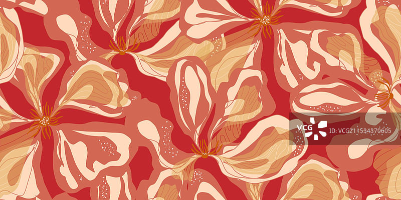 抽象幻想花卉杂色装饰亚洲风格图片素材