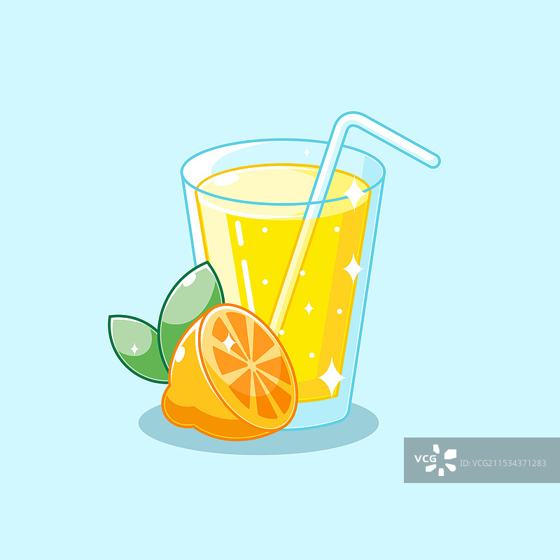 卡通风格的柠檬水玻璃设计图片素材
