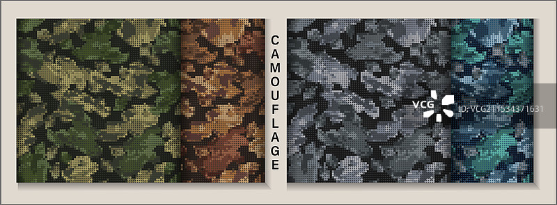 无缝迷彩抽象图案与像素效果图片素材