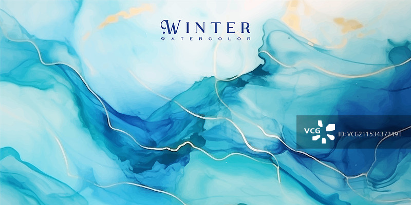 青蓝色液体水彩背景图片素材