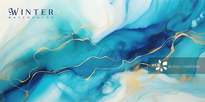 青蓝色液体水彩背景图片素材