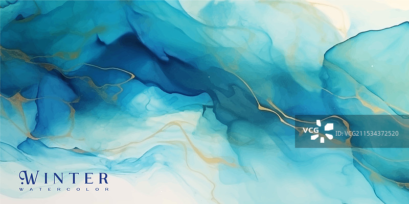 青蓝色液体水彩背景图片素材