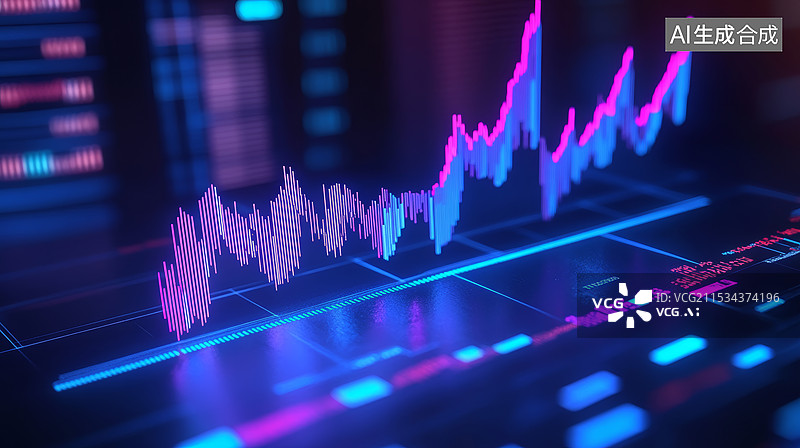 【AI数字艺术】金融市场交易走势分析，股票价格波动图图片素材