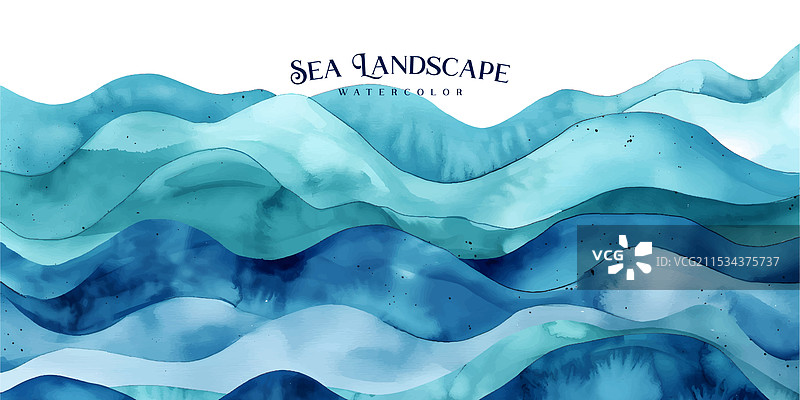 抽象蓝色水彩波浪背景图片素材