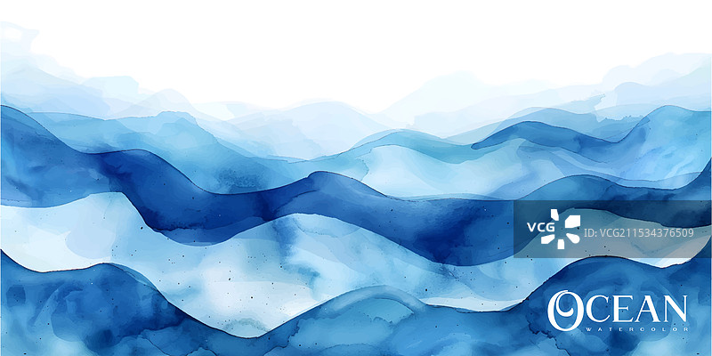 抽象蓝色水彩波浪背景图片素材