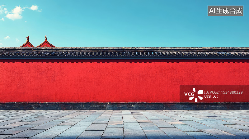 【AI数字艺术】中国传统宫殿古建筑红墙特写图片素材