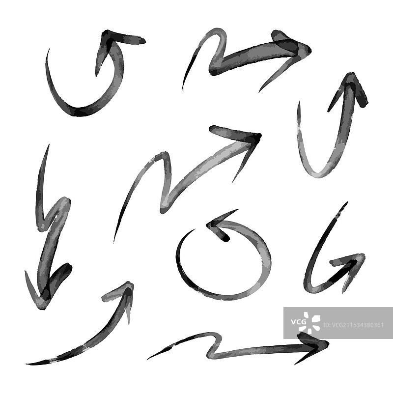 手绘箭头图案集涂鸦 EPS 10图片素材