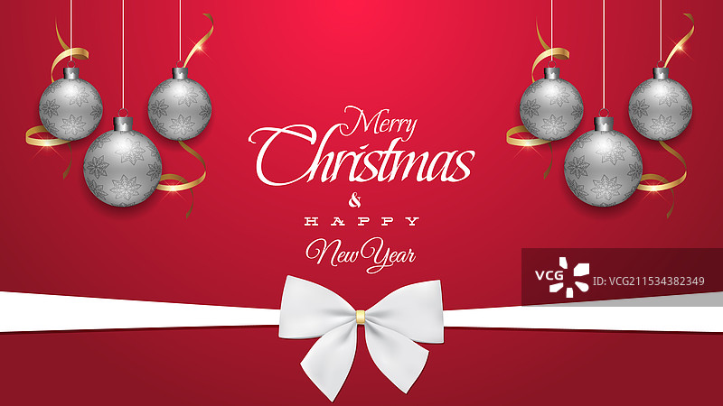 白色和银色的圣诞横幅设计图片素材