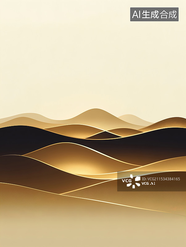 【AI数字艺术】抽象的金色山脉图片素材