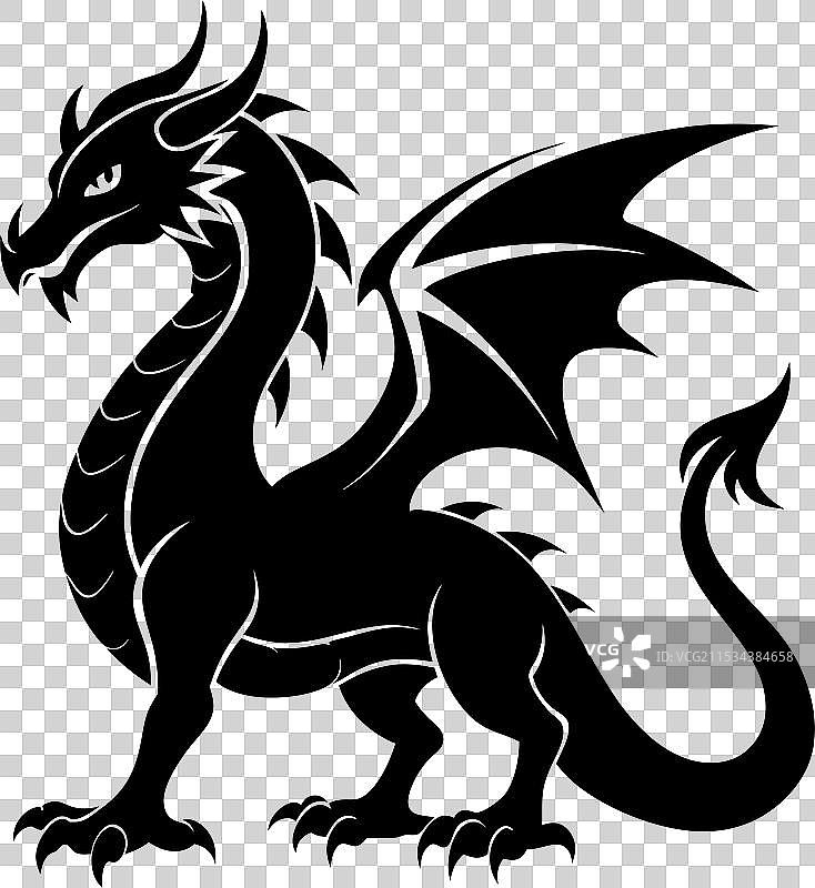 雄伟的站立龙，展翅高飞图片素材