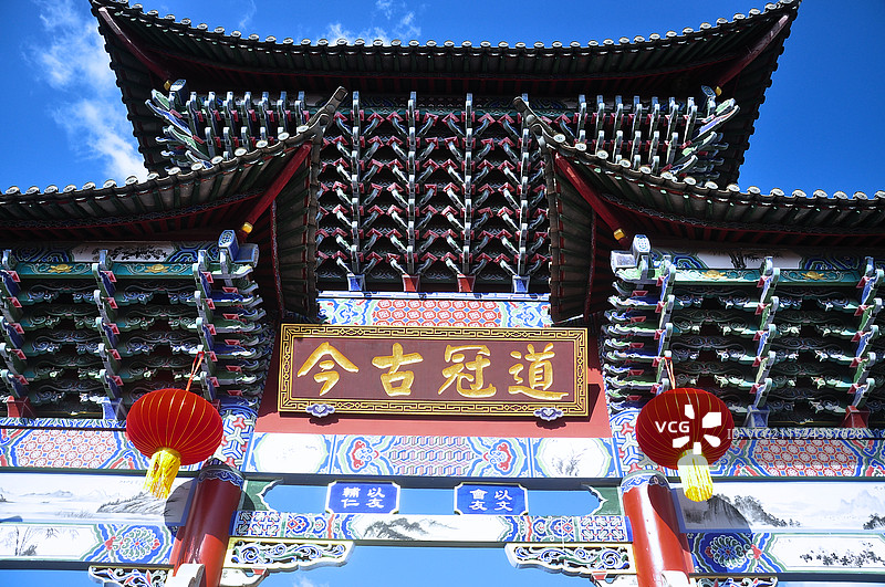 云南通海文庙的红色古建筑图片素材