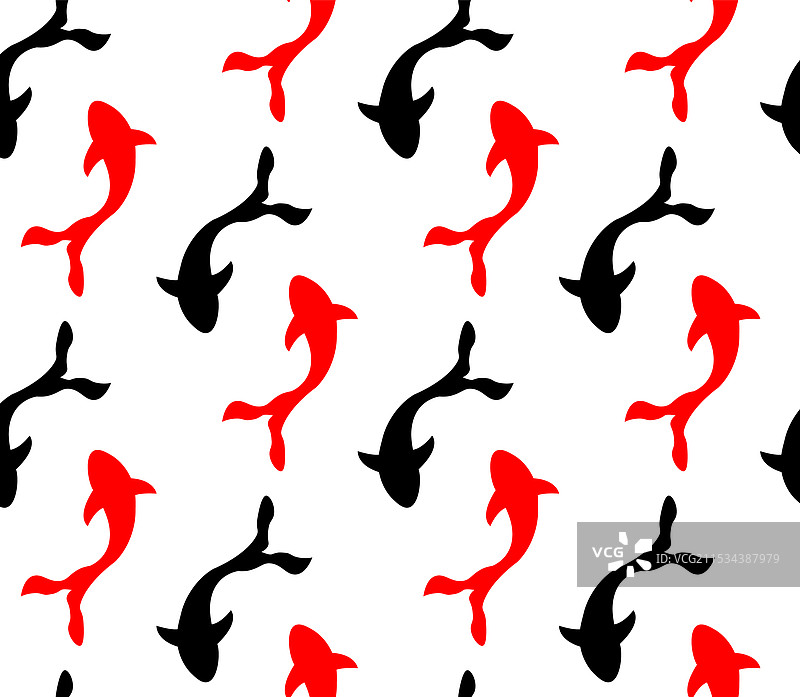 时尚的锦鲤图案无缝纹理图片素材