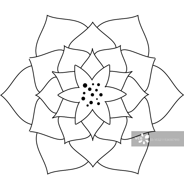 莲花曼陀罗 - 对称线条艺术图片素材