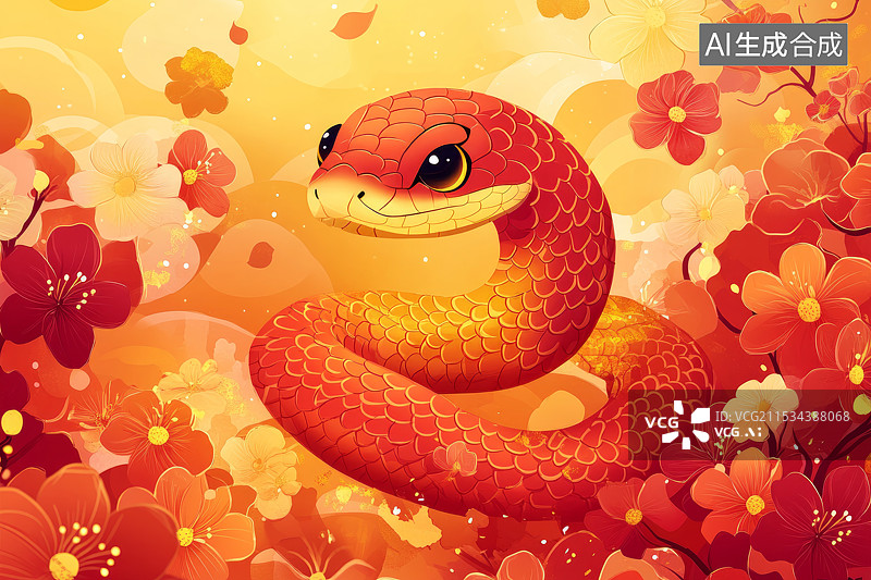 【AI数字艺术】可爱卡通蛇插画图片素材