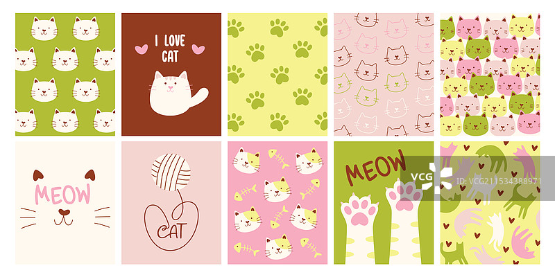 无缝图案背景和明信片的组合图片素材