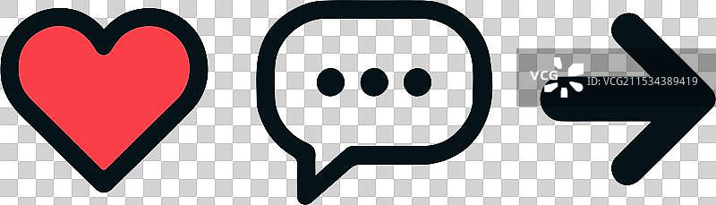 带有三个图标的红色心形图案图片素材