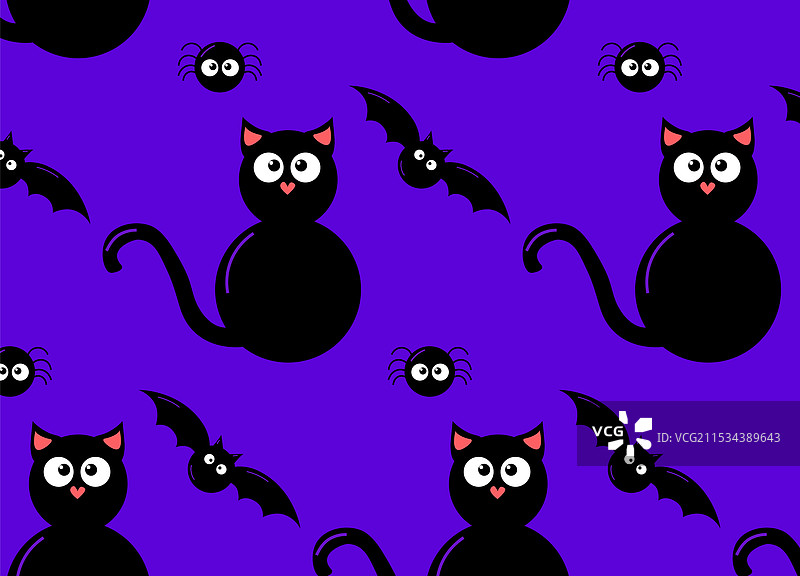 紫色背景上的万圣节无缝图案装饰图片素材