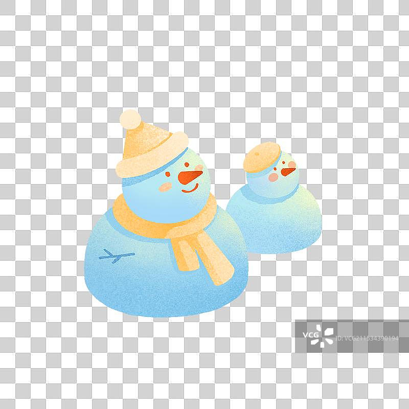 冬天的两个小雪人插画元素图片素材