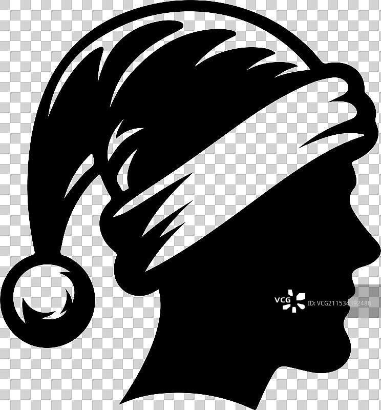 圣诞老人帽图标轮廓，带有白色部分图片素材