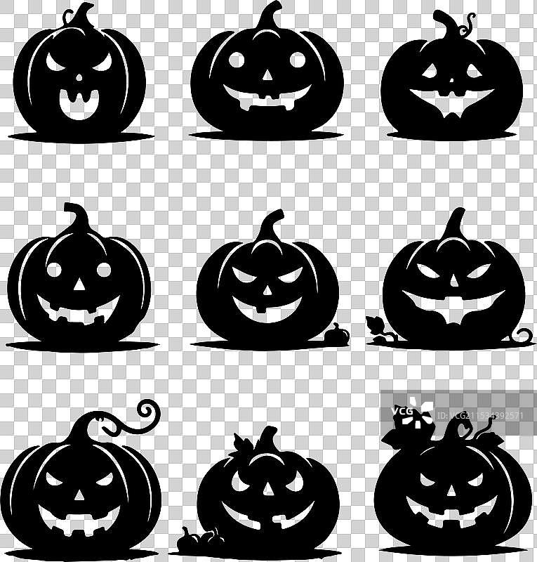 万圣节南瓜剪影套装图片素材