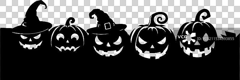 万圣节南瓜剪影套装图片素材