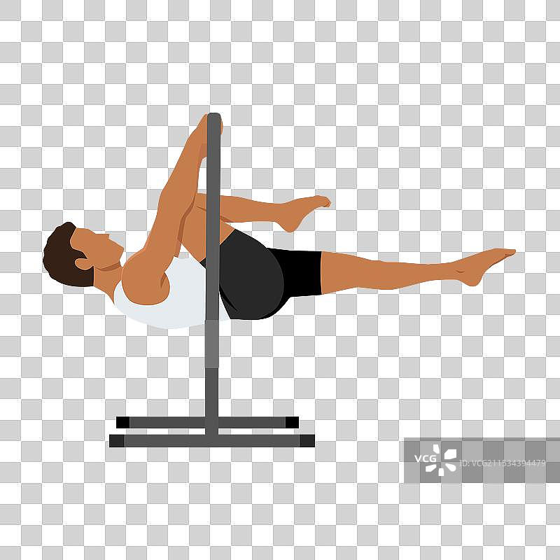 年轻男子在进行高级收腹前杠杆动作图片素材