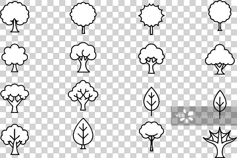 一组树木剪影艺术图片素材
