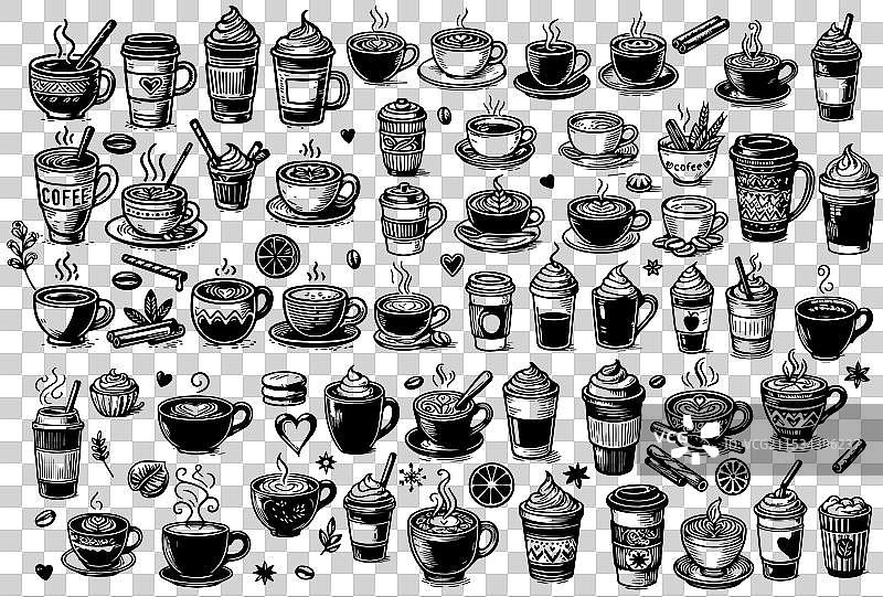 手绘热饮系列涂鸦咖啡杯图片素材
