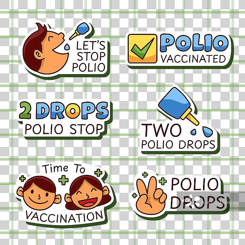 脊髓灰质炎疫苗接种活动贴纸图片素材